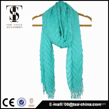 Wholesale Custom fold tassels acrylic green Scarf For Women